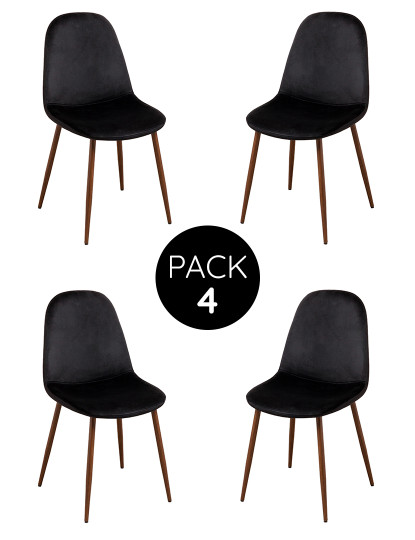 imagem de Pack 4 Cadeiras Oslo Veludo Madeira Preta1