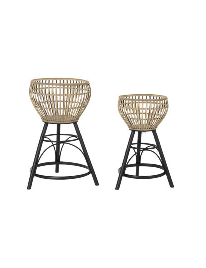 imagem de Conjunto de 2 Vasos de Bambu Metal 41X41X68 35X57 Natural1