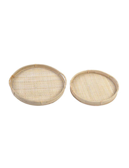 imagem de Conjunto de Bandejas 2 Rattan 50,5X46X5,5 decoração Natural3