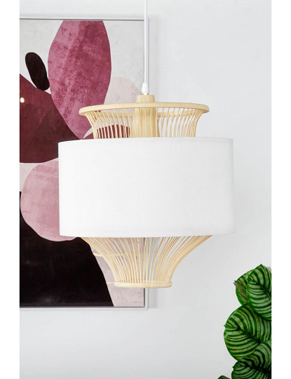 imagem de Luminária de Teto de Poliéster de Bambu 40X40X52 Branco7