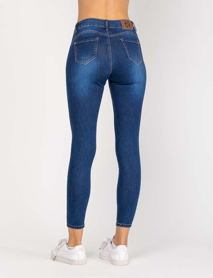 imagem de Calça jeans slim fit com cinco bolsos e cintura alta Denim Escuro2