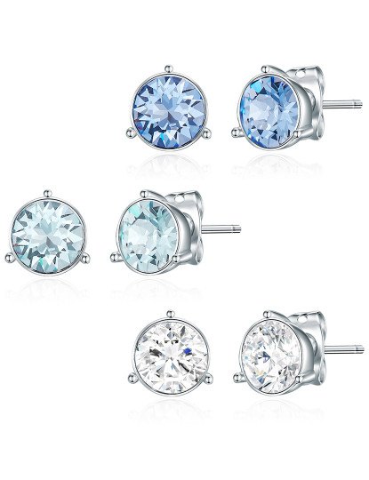 imagem de Conjunto 3 Brincos com Cristais Swarovski Prateado 1
