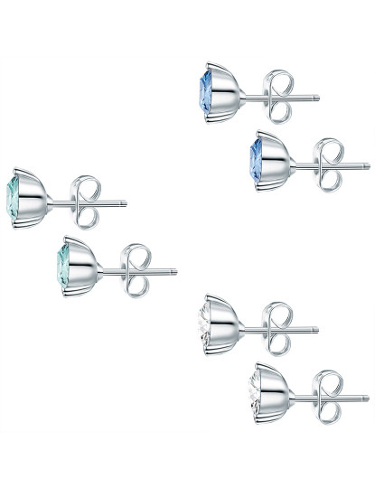 imagem de Conjunto 3 Brincos com Cristais Swarovski Prateado 2