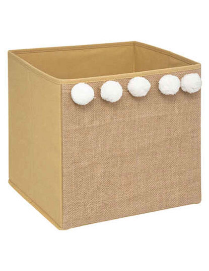 imagem de Caixa de armazenamento infantil Candy Brown com pompons - 29 x 29 x 29cm1