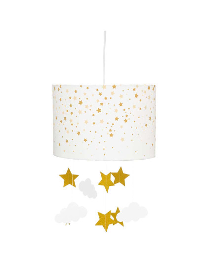 imagem de Luminária pendente infantil, branca e amarela com estrelas1