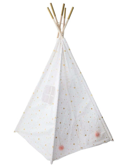 imagem de Tipi de alta qualidade com 160 cm de altura, branco com estrelas rosa e douradas3