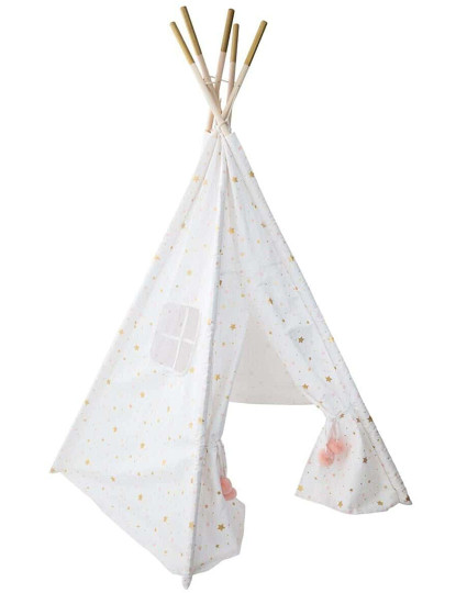 imagem de Tipi de alta qualidade com 160 cm de altura, branco com estrelas rosa e douradas1