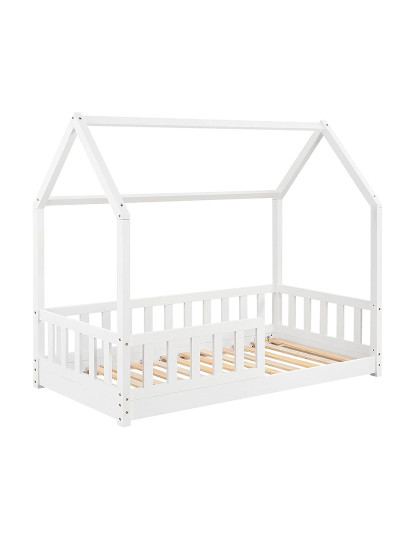 imagem de Cama infantil modelo cabana em pinho lacado branco 90x190cm1