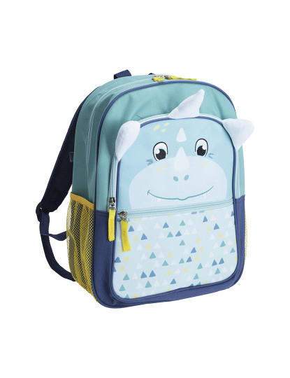 imagem de mochila infantil azul dino design 27x12x36cm1