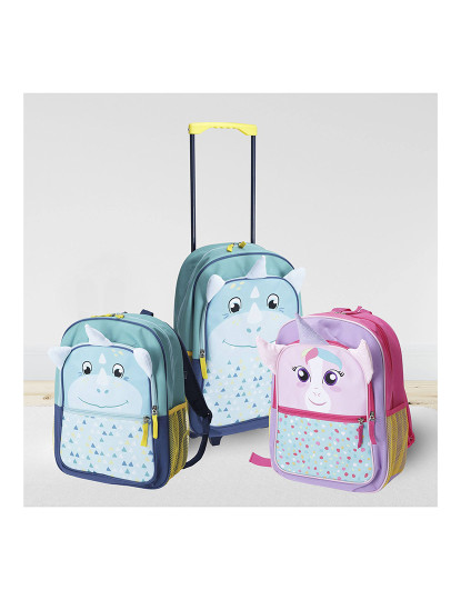 imagem de mochila infantil com rodinhas design dino em poliéster 31x17x47cm5