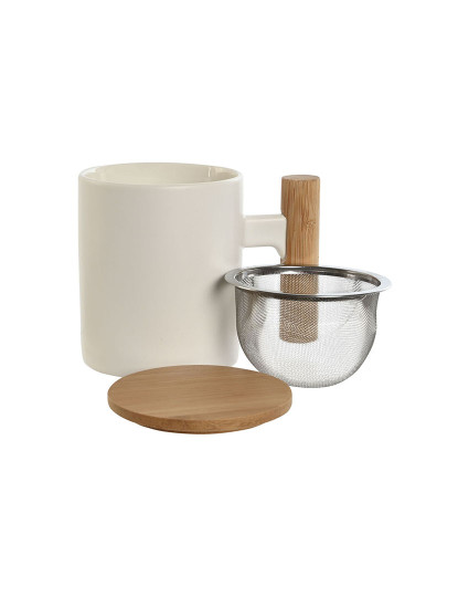 imagem de Chávena com Filtro para Infusões Home ESPRIT Branco Aço inoxidável Porcelana 360 ml2