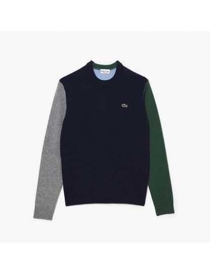 Lacoste - Sweatshirt cor Block Regular Fit Homem Azul Mar...