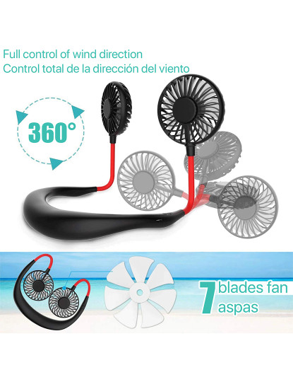 imagem de Mini ventilador de pescoço c/ faixa dupla e bateria recarregável2