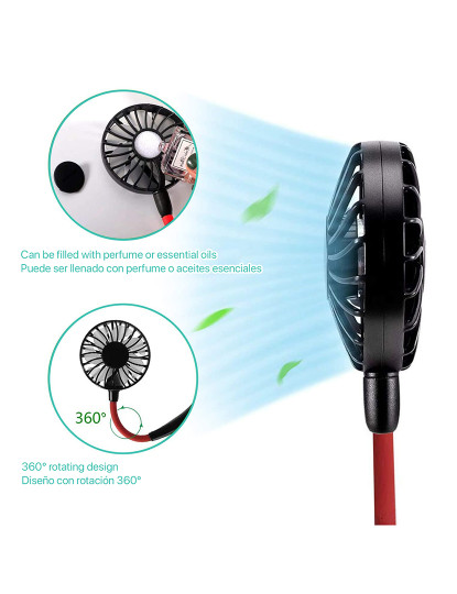 imagem de Mini ventilador de pescoço c/ faixa dupla e bateria recarregável3
