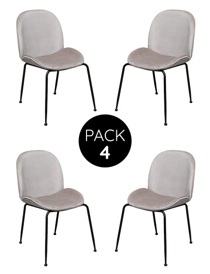 imagem de Pack 4 Cadeiras Modern Veludo Metal Bege1