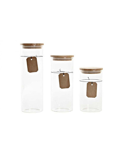 imagem de Conjunto Frascos 3 Borosilicato Bambu 1100 22/17 1