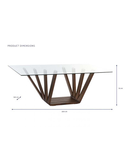 imagem de Mesa Refeição Nogal Vidro 12 Mm 4