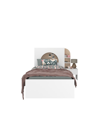 imagem de Cama Majorque Branca + Carvalho Japonês + Sobre a Cama + Mesa de cabeceira13