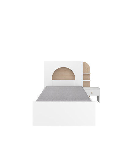 imagem de Cama Majorque Branca + Carvalho Japonês + Sobre a Cama + Mesa de cabeceira7