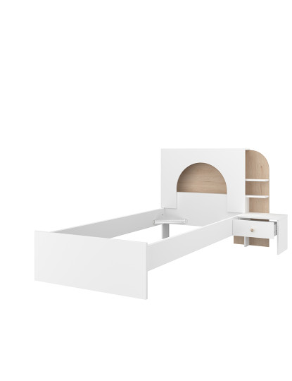 imagem de Cama Majorque Branca + Carvalho Japonês + Sobre a Cama + Mesa de cabeceira9