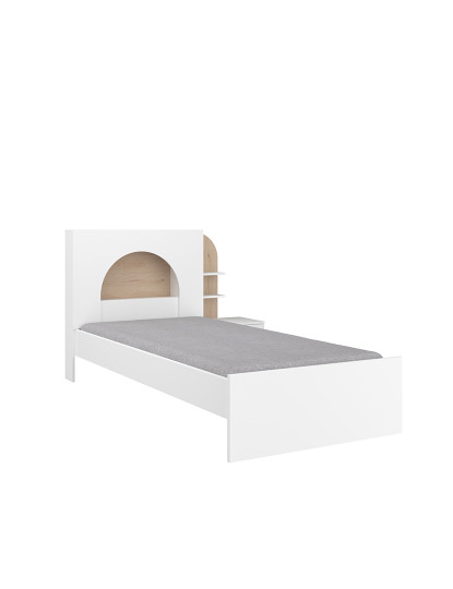 imagem de Cama Majorque Branca + Carvalho Japonês + Sobre a Cama + Mesa de cabeceira5