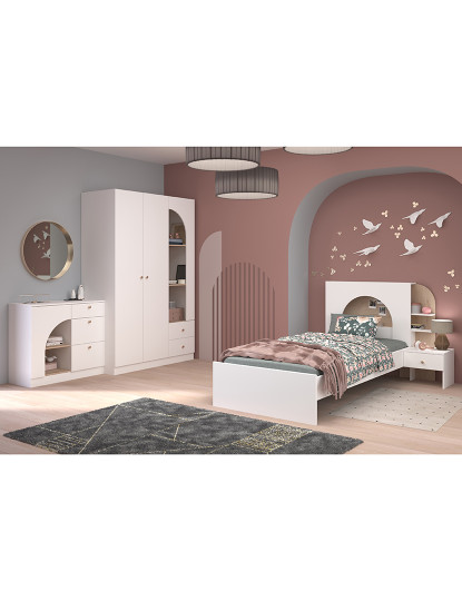 imagem de Cama Majorque Branca + Carvalho Japonês + Sobre a Cama + Mesa de cabeceira14