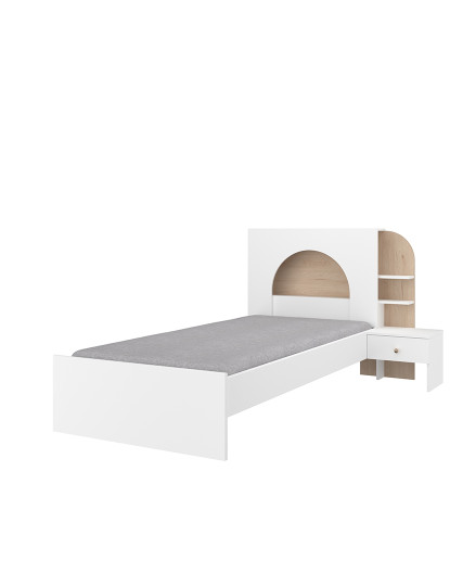 imagem de Cama Majorque Branca + Carvalho Japonês + Sobre a Cama + Mesa de cabeceira6
