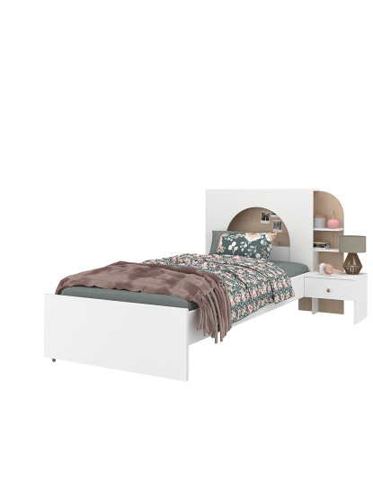 imagem de Cama Majorque Branca + Carvalho Japonês + Sobre a Cama + Mesa de cabeceira12
