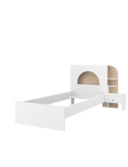 imagem de Cama Majorque Branca + Carvalho Japonês + Sobre a Cama + Mesa de cabeceira3