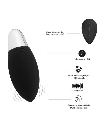 imagem de Ovo vibratório - Controlo remoto - 11 programas - Preto2