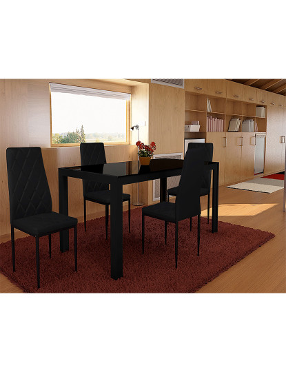 imagem de Cadeira De Sala Crown Em Pele Sintética Preto (Pack 4)2