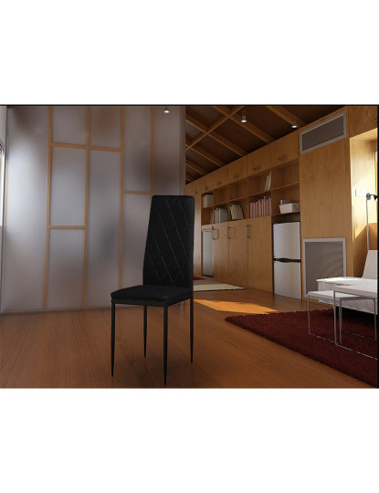 imagem de Cadeira De Sala Crown Em Pele Sintética Preto (Pack 4)3