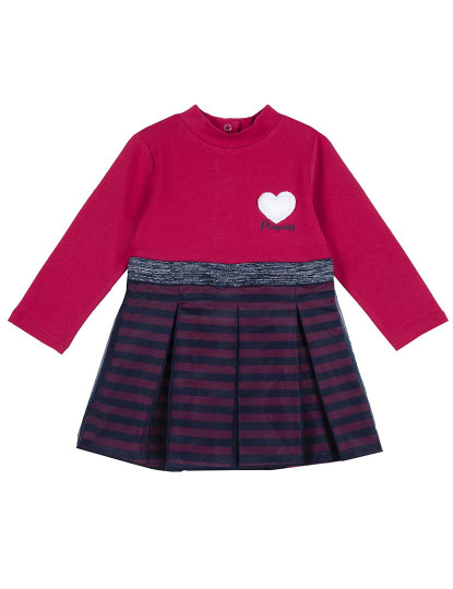imagem de Vestido M. Comprida Menina Riscas Rosa1