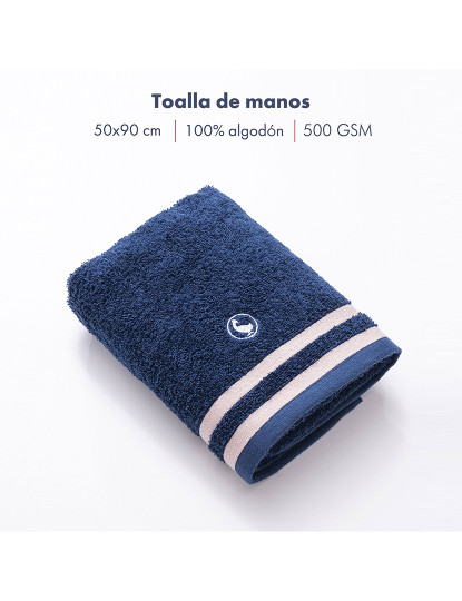 imagem de Conjunto 4 Toalhas Banho Branco e Azul Marinho5