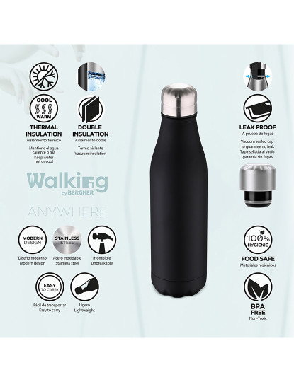 imagem de Garrafa Termo Cola 500Ml Aço Inoxidável Preto Walking Anywhere4