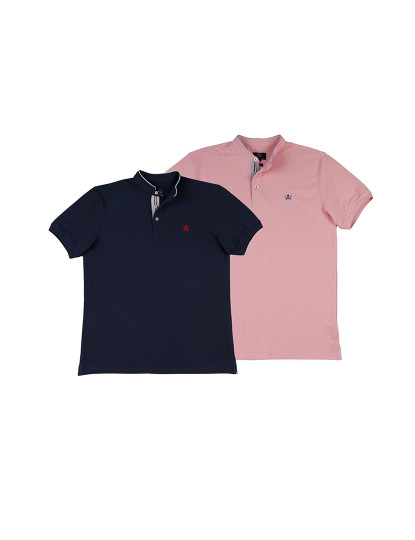 imagem de Pack 2 Pólos Gola Mao Homem Rosa-Azul1