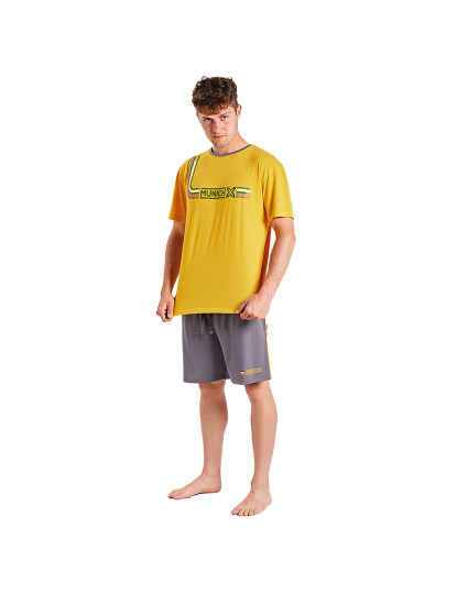 imagem de Pijama Homem Amarelo e Cinza1