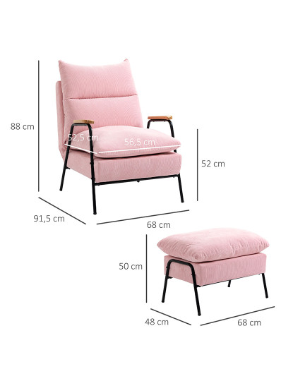 imagem de Poltrona Relax + Repousa Pés Rosa3