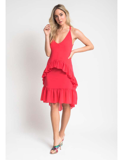 imagem de Vestido com Folhos Coral1