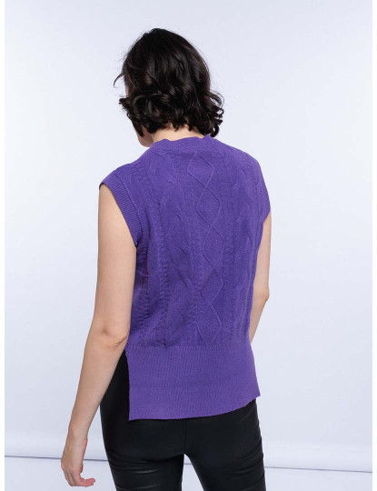 imagem de Colete De Malha Jacquard Senhora Roxo3