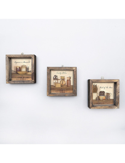 imagem de Pintura Decorativa MDF Emoldurada (3 peças) Multicor1
