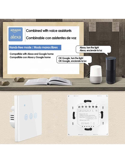 imagem de Interruptor Wifi Smarthome 3 Botões Compatível C/ Amazon Alexa e Google Home5