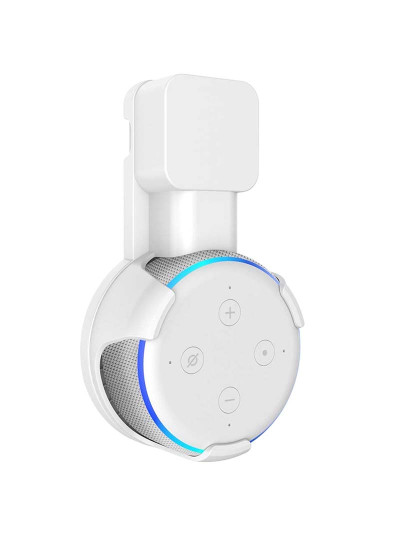 imagem de Suporte ficha para Amazon Echo Dot (Gen 3) com cabo e Carregador oculto Branco1