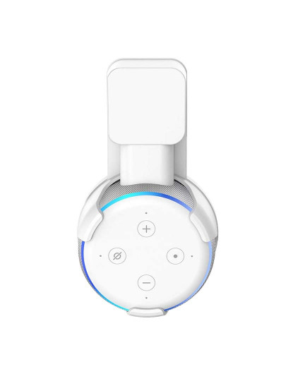 imagem de Suporte ficha para Amazon Echo Dot (Gen 3) com cabo e Carregador oculto Branco3