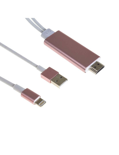 imagem de Cabo HDMI p/ Iphone/Ipad Lightning 8 Pins Rosa Dourado2