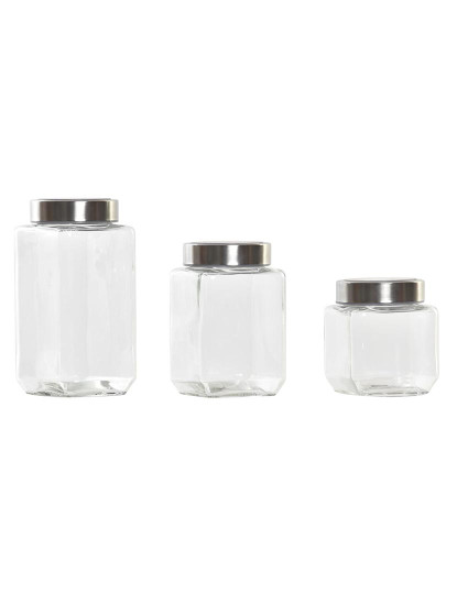 imagem de Conjunto de 3 Potes DKD Home Decor 750 ml 8,5 x 8,5 x 18 cm1