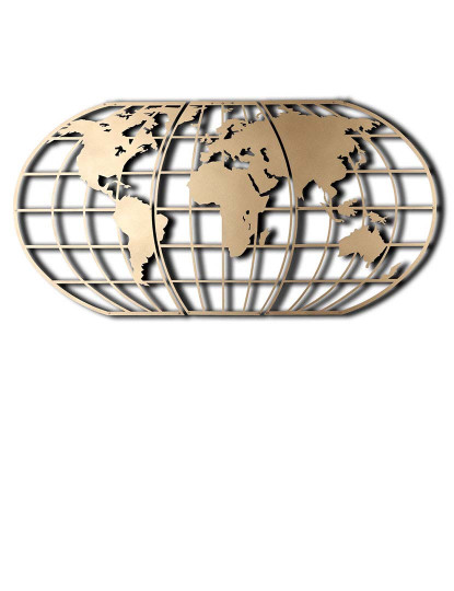 imagem de Decoração Parede Metal Mapa Mundo Globo Dourado6