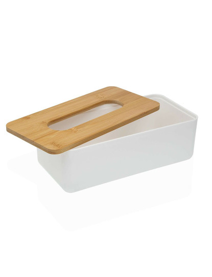 imagem de Caixa para lenços Versa Bambu Polipropileno 13,1 x 8,6 x 26,1 cm Branco2