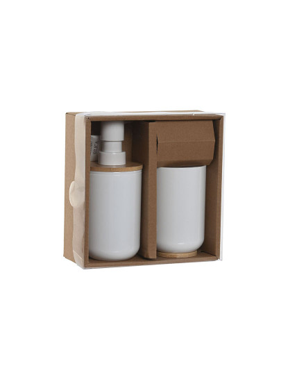 imagem de Conjunto de Banho Home ESPRIT Branco Natural Bambu poliestireno 7 x 7 x 16 cm3