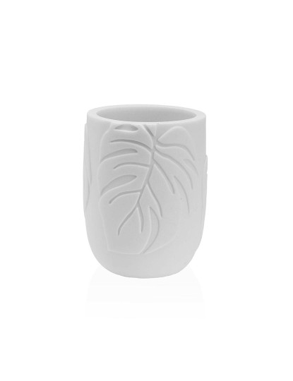 imagem de Copo escova de Dentes Versa Palm Branco Resina 7 x 9 x 7 cm1